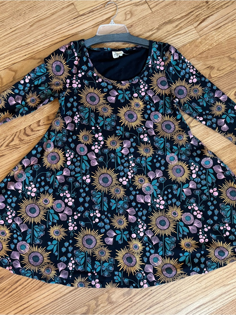 Mata Traders Babydoll Dress w Sunflower Coneflower Garden Print sz Large